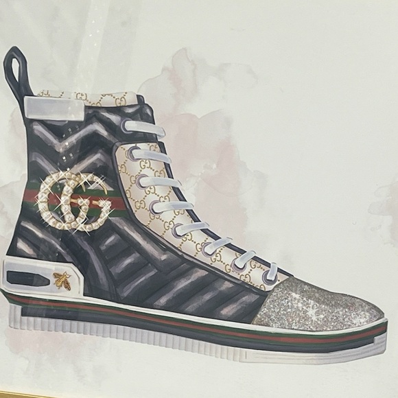 NWT LOIS OWEN Designer Art Print under glass with gold metallic frame 16x20 - Picture 4 of 9